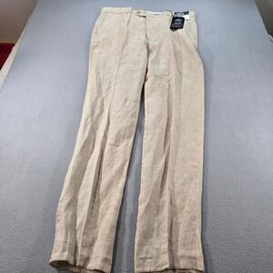 Joseph Abboud JOE Dress Pants Mens 40U Beige 100% Linen Slim Fit Separates NWT